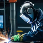 Home 12 용접사의 효율적인 경력 관리 - **Prompt:** A highly skilled male welder, mid-30s, with a serious but focused expression, wearing cl...