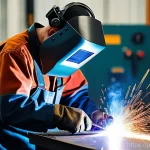 Home 10 초보자를 위한 용접 기초 - **Prompt:** "A captivating image of a beginner welder in a well-lit, organized home workshop. The su...