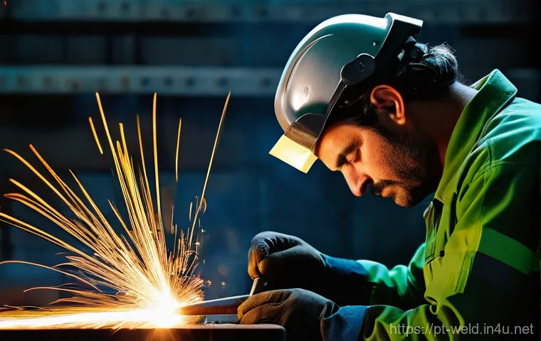 용접사 채용 인터뷰 질문 - Here are three image generation prompts in English, designed to be detailed and adhere to all specif...