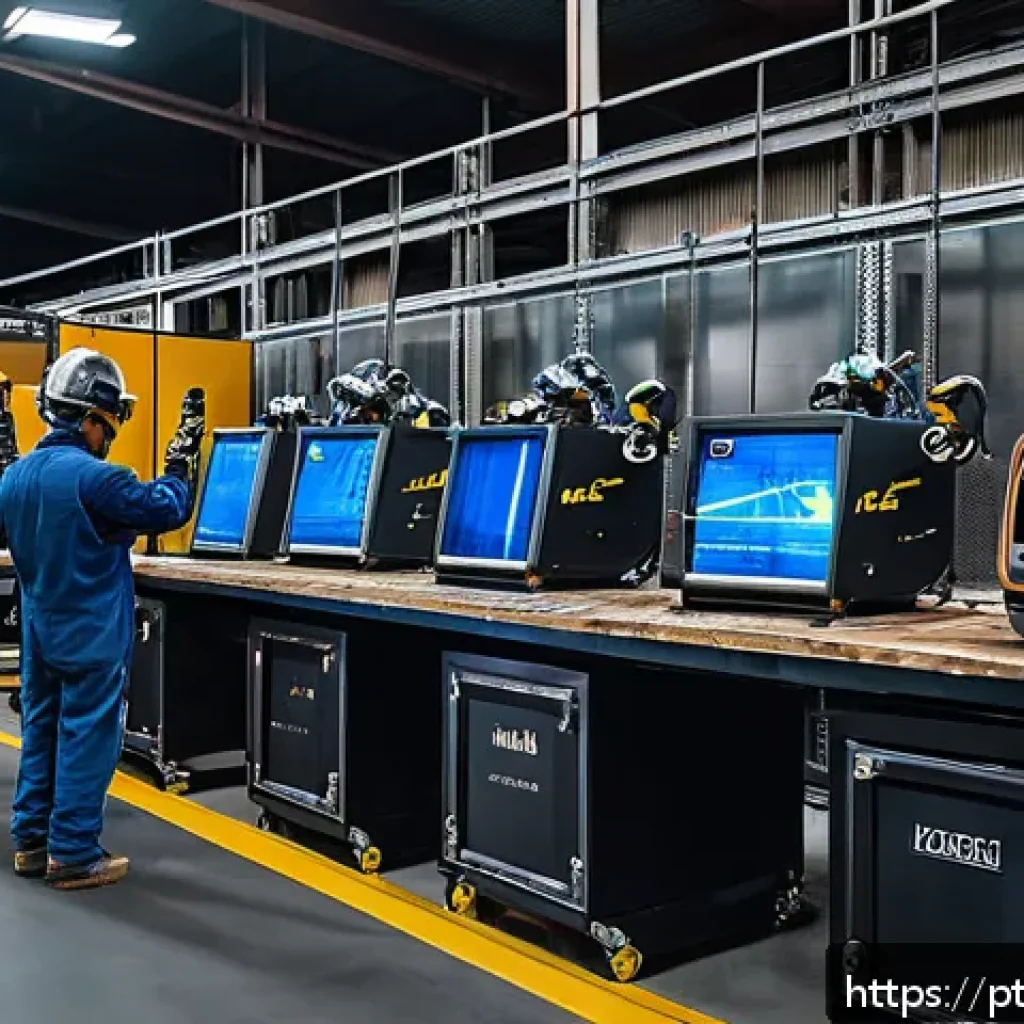 용접 교육 세미나 참석 효과 - A professional welding seminar scene set in a modern industrial training center in Brazil, featuring...