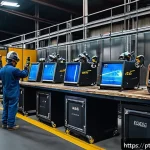 용접 교육 세미나 참석 효과 - A professional welding seminar scene set in a modern industrial training center in Brazil, featuring...